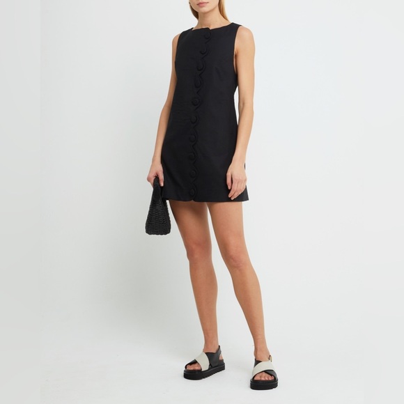 kourt Jasen Linen Blend Mini Dress - Size M - Black - NWT - Picture 2 of 11